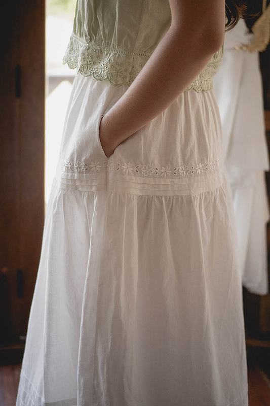 Clover Broderie Maxi Skirt (White)