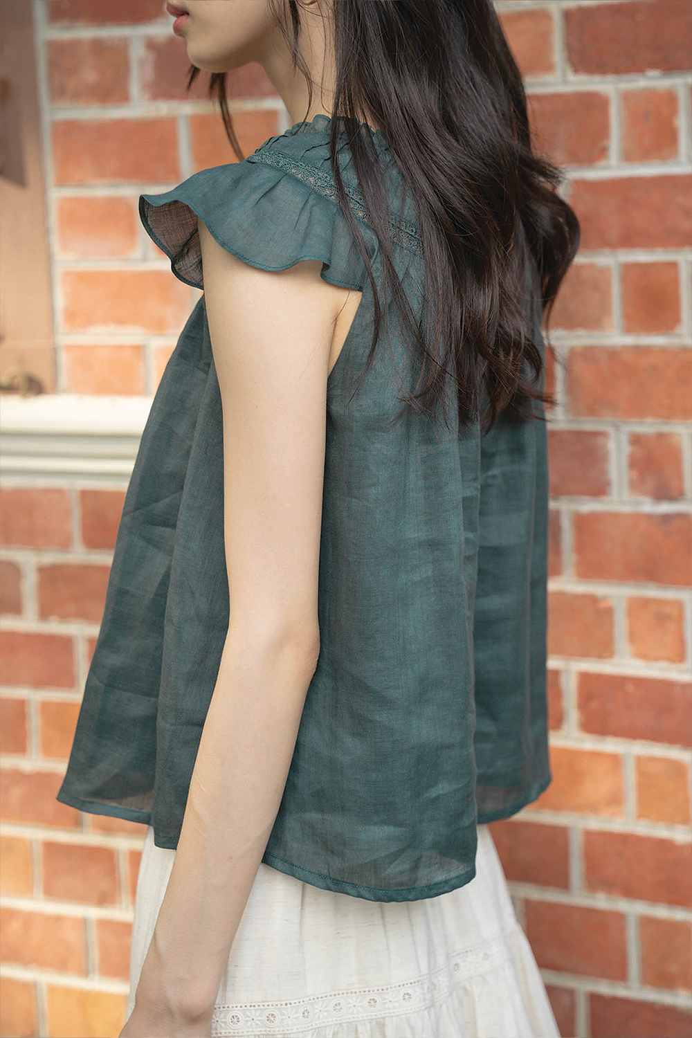 Floret Gathered Blouse (Midnight Teal)