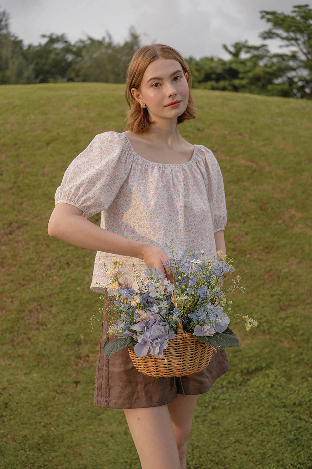 Hana Puffy Sleeved Blouse (Hydrangea Blue)