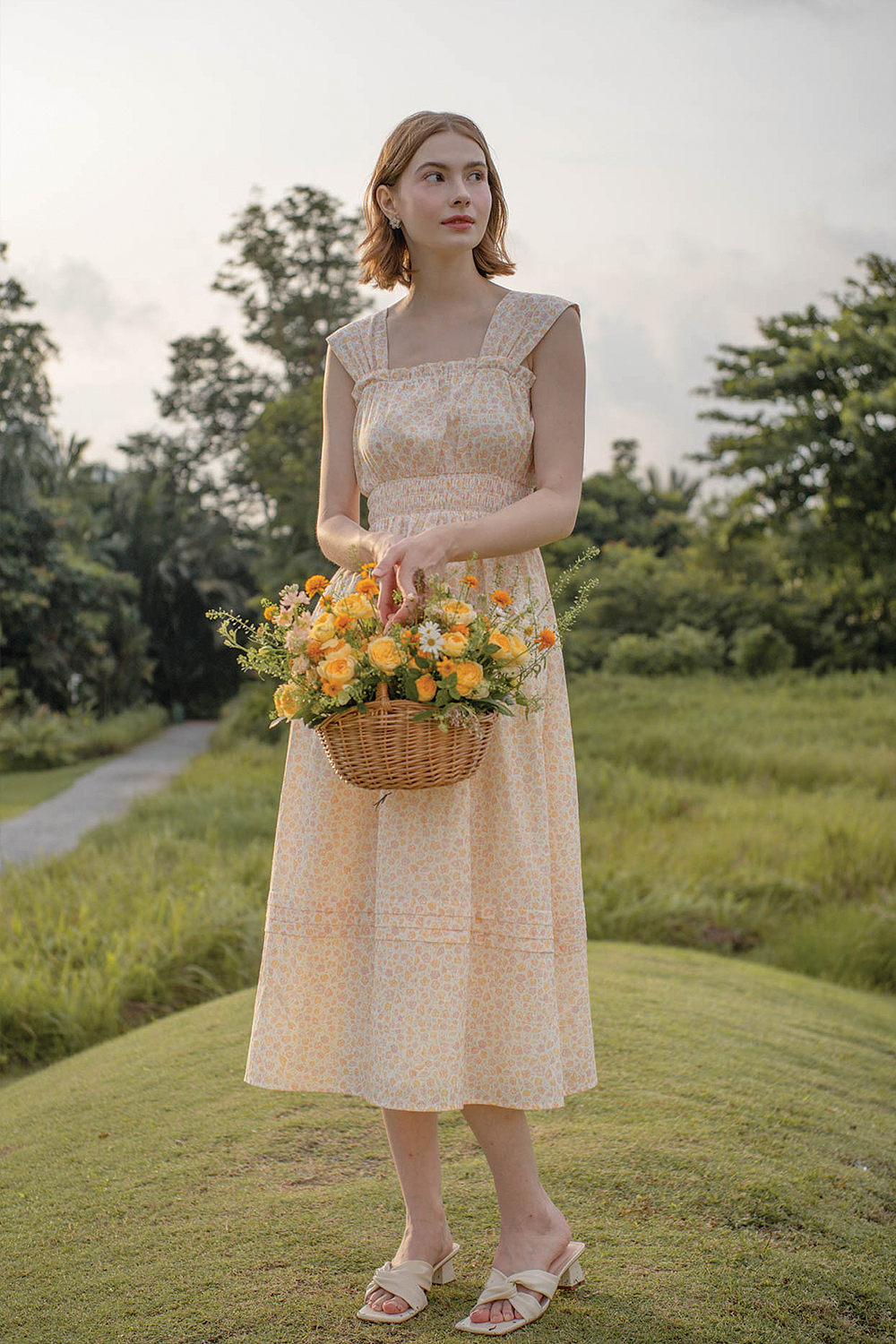 Hana Ruffle Shirred Dress (Primrose Yellow)
