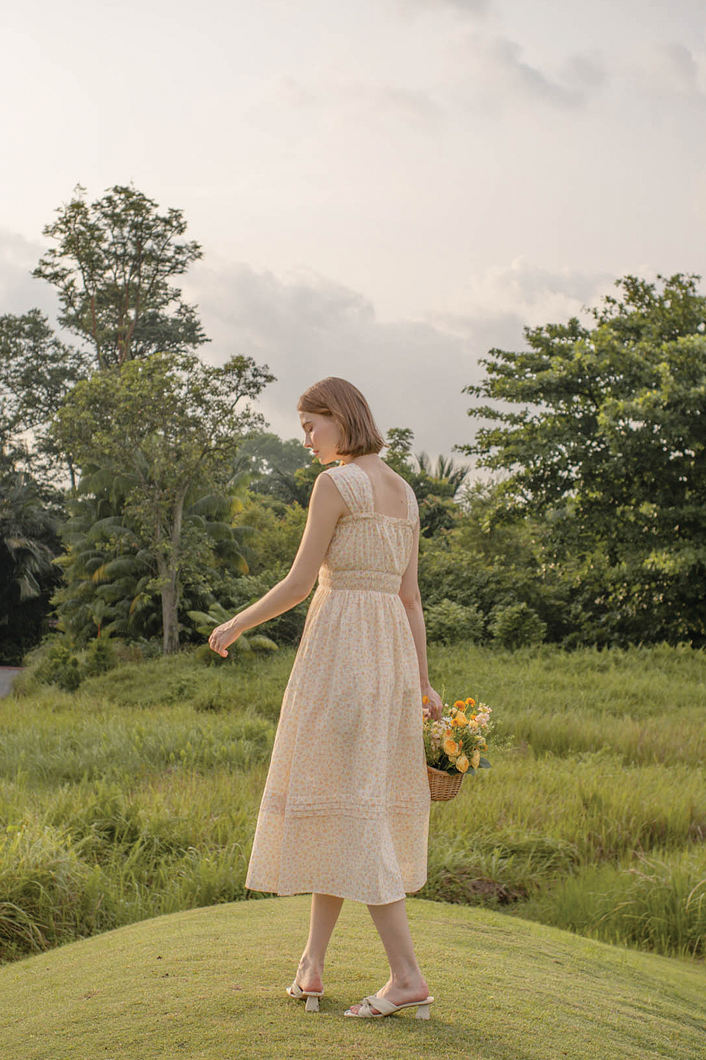 Hana Ruffle Shirred Dress (Primrose Yellow)