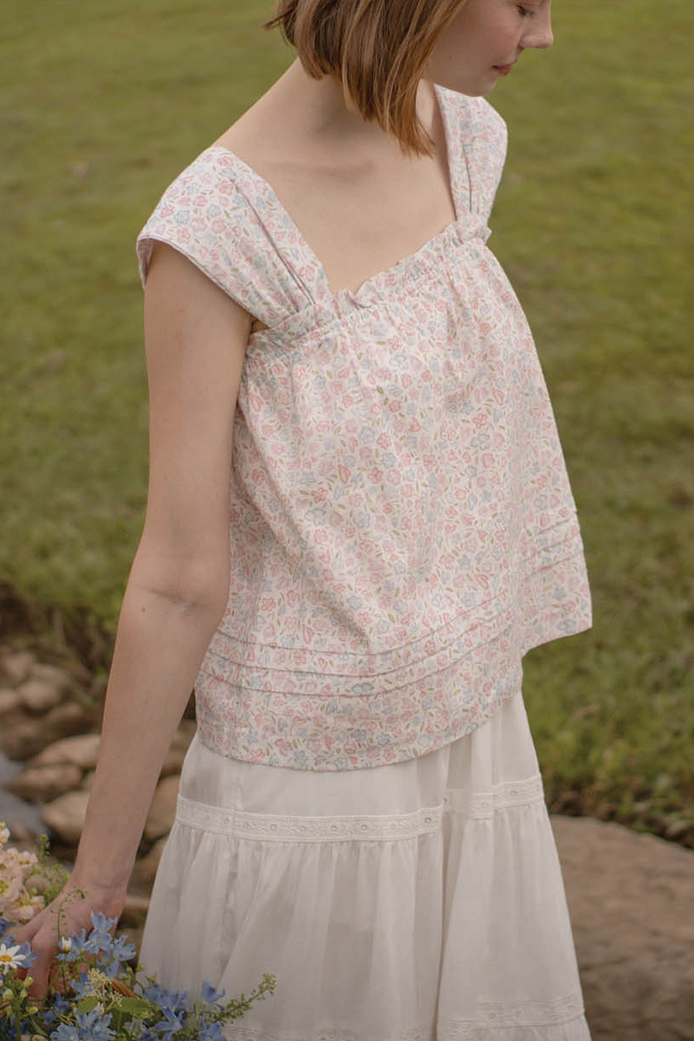 Hana Ruffle Top (Hydrangea Blue)