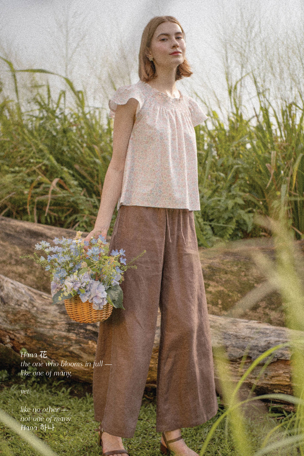 Hana Gathered Neck Blouse (Hydrangea Blue)