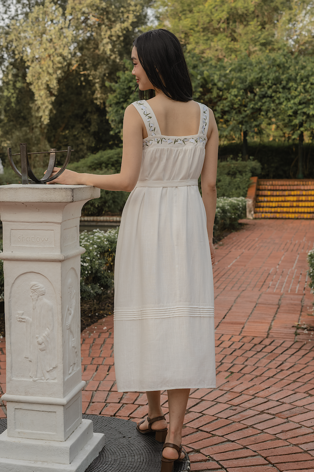 Lily of the Valley Embroidery Tent Dress (White)