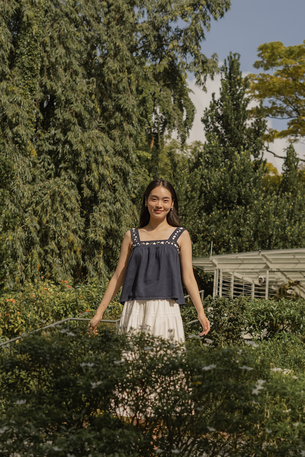 Lily of the Valley Embroidery Tent Top (Navy)