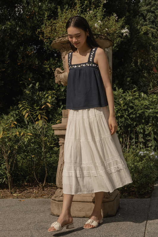 Lily of the Valley Embroidery Tent Top (Navy)