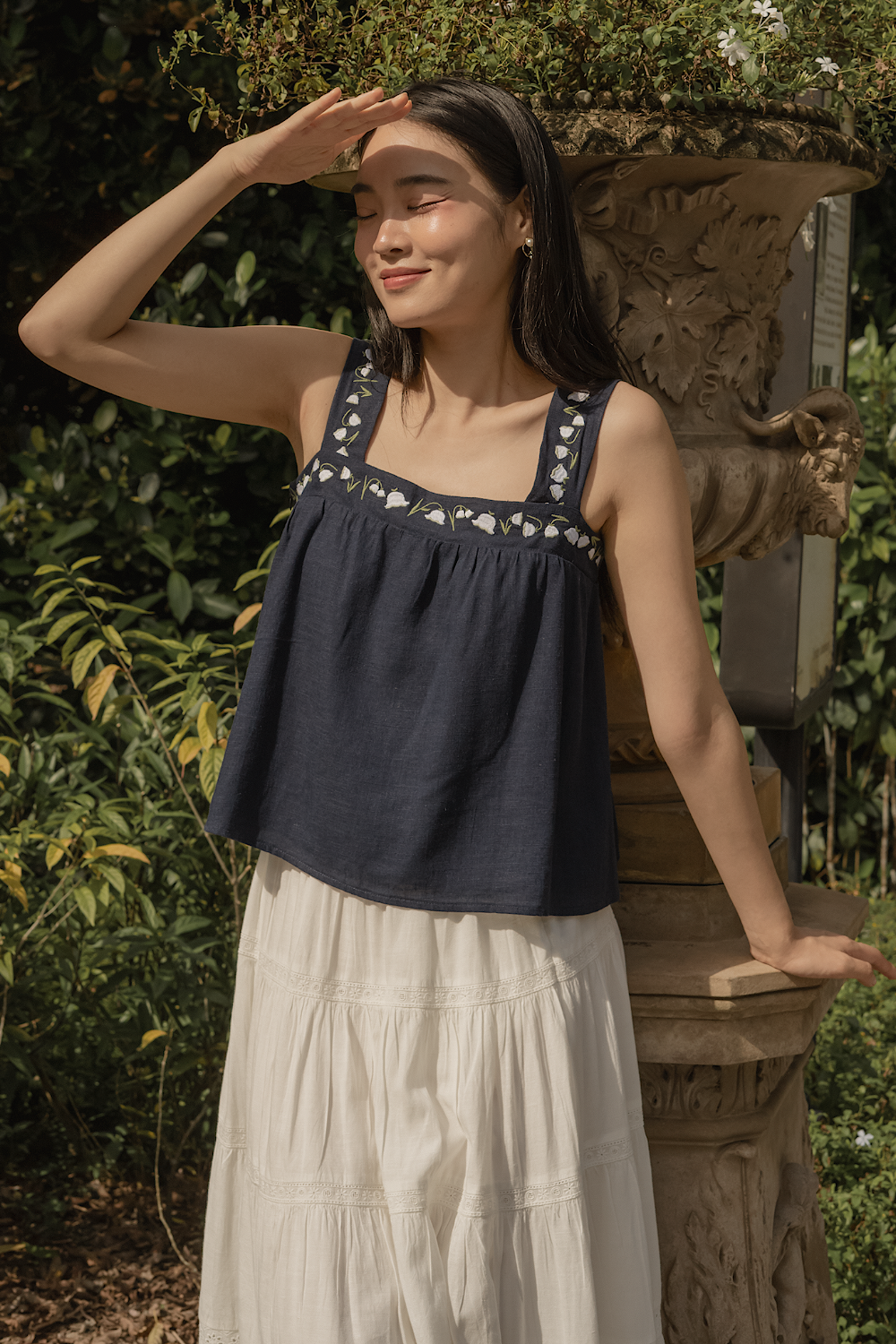 Lily of the Valley Embroidery Tent Top (Navy)