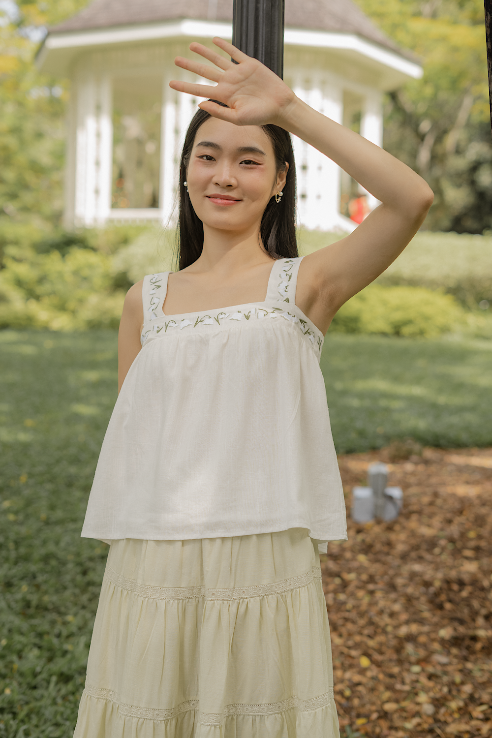 Lily of the Valley Embroidery Tent Top (White)