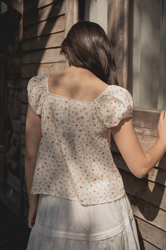 Poppies Button Blouse (Vibrant Blue)