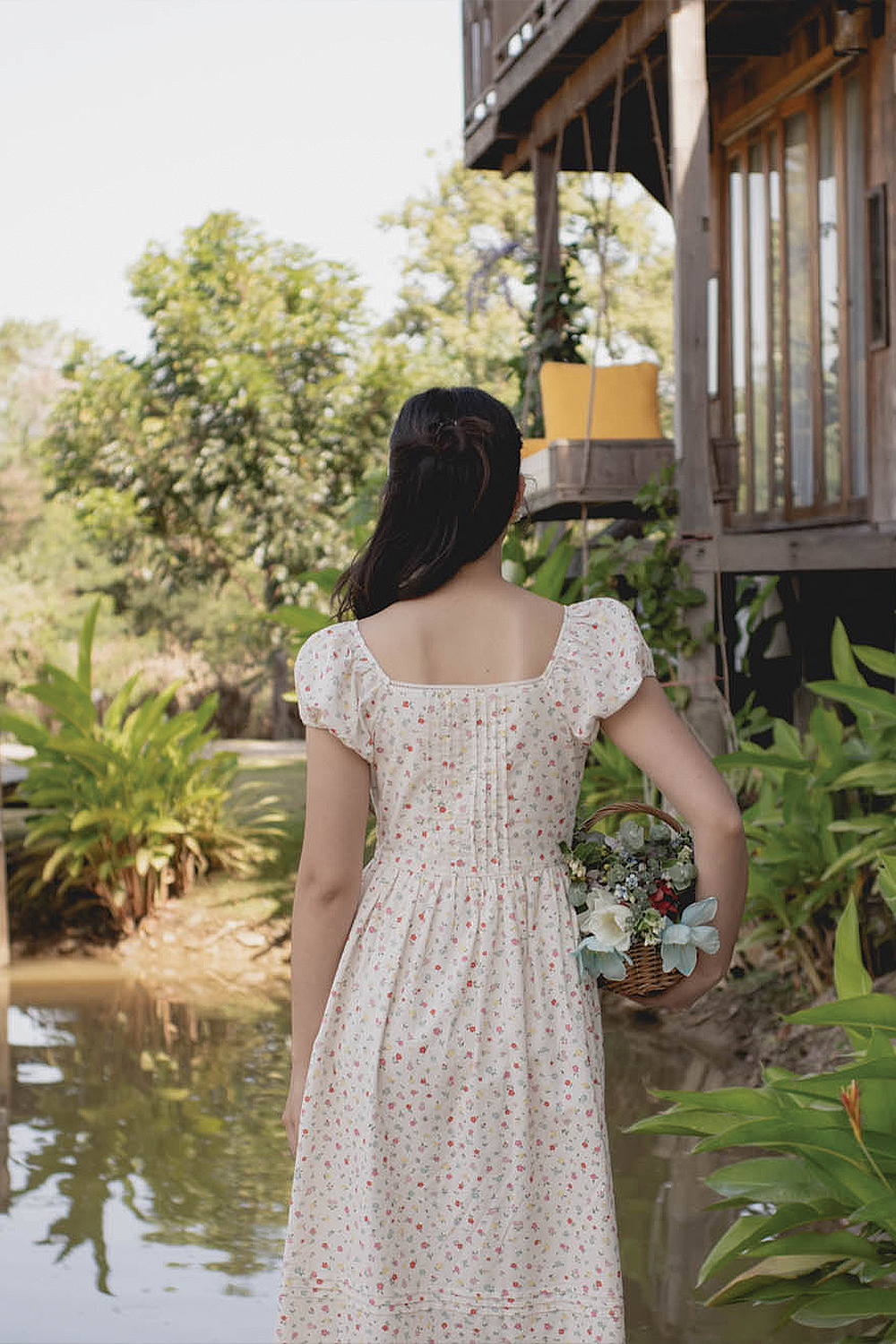 Poppies Button Dress (Vibrant Blue)