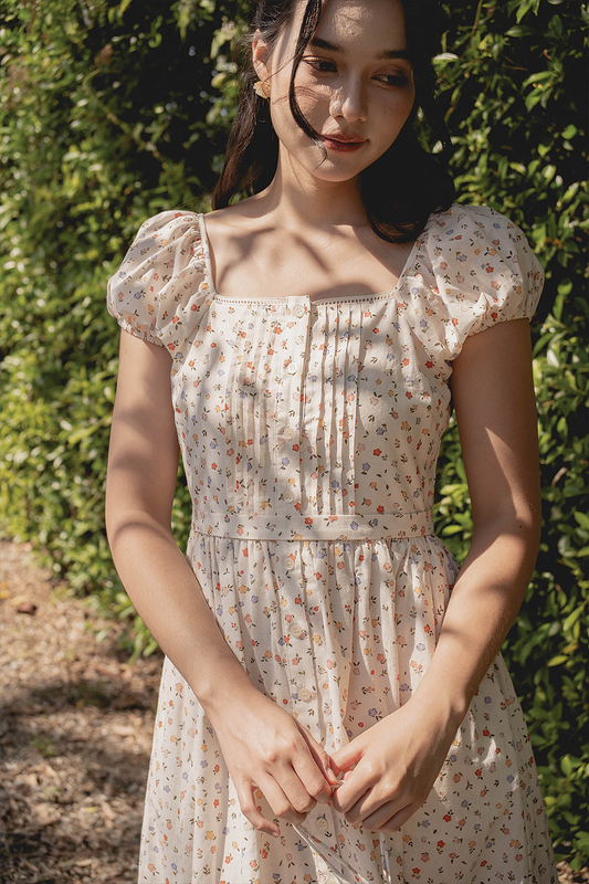 Poppies Button Dress (Vintage Lilac)