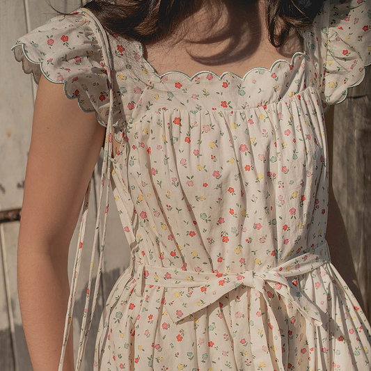 Poppies Scallop Hem Dress (Vibrant Blue)