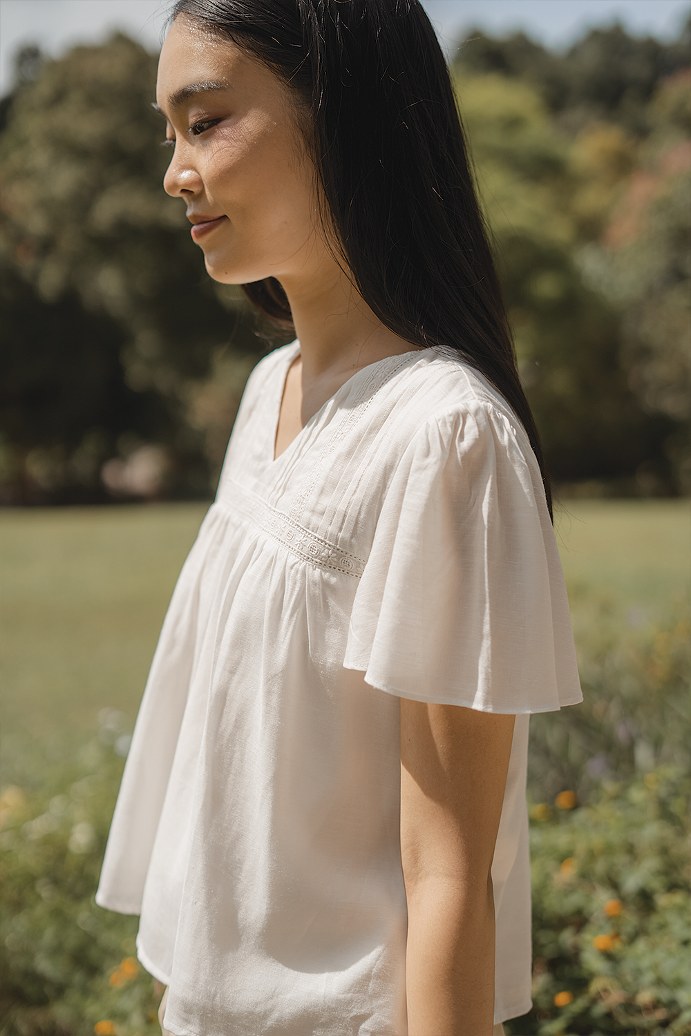 Solace Flutter Blouse (White)