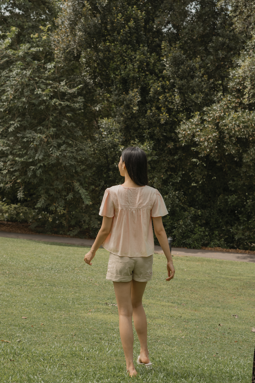 Solace Flutter Blouse (Soft Peach)