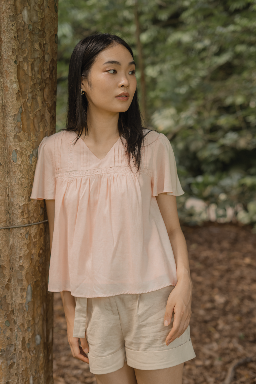 Solace Flutter Blouse (Soft Peach)