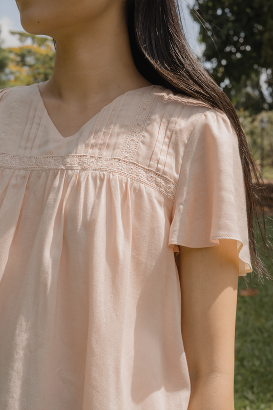 Solace Flutter Blouse (Soft Peach)