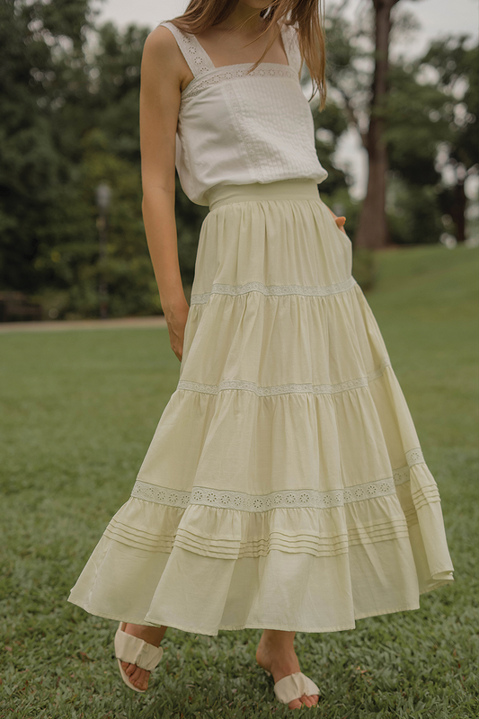 Solace Tiered Maxi Skirt (Tea)