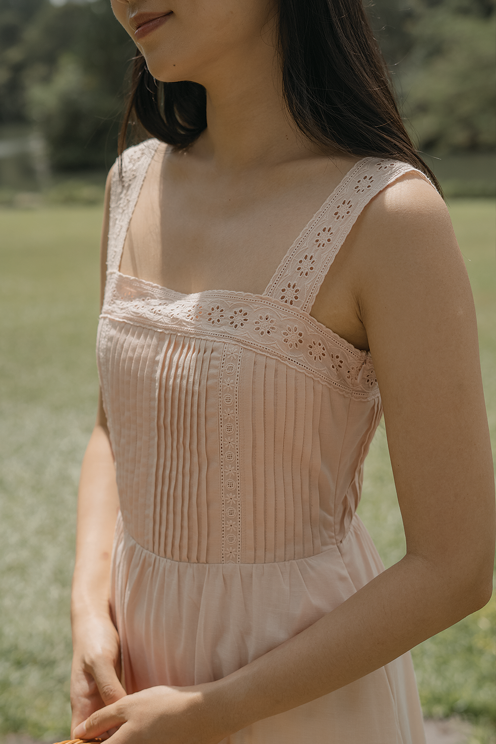 Solace Pintuck Dress (Soft Peach)
