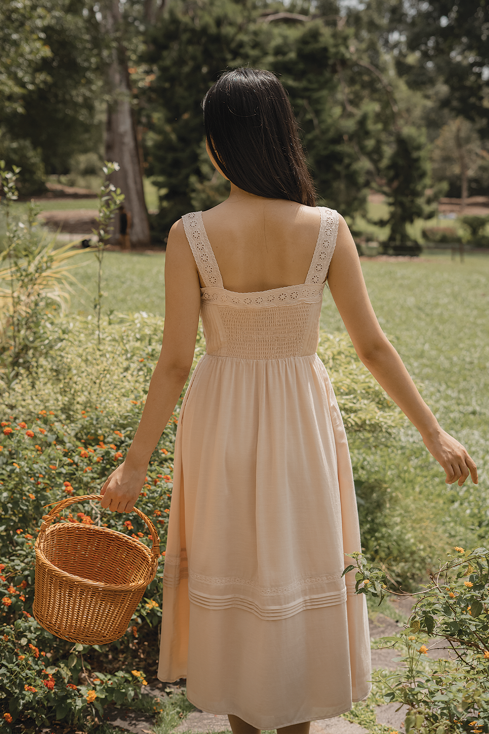 Solace Pintuck Dress (Soft Peach)