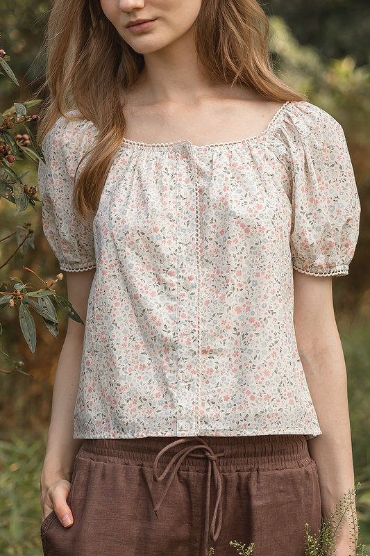 Bloom Puffy Blouse (Ivory)