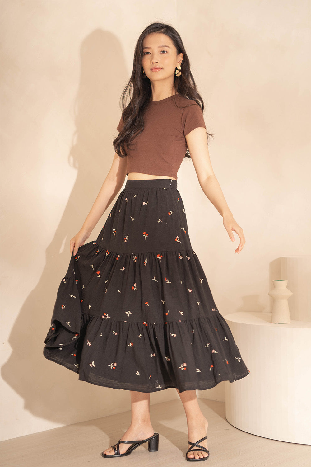 Chérie Tiered Maxi Skirt (Black)