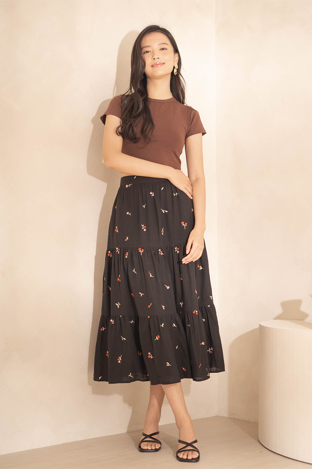 Chérie Tiered Maxi Skirt (Black)