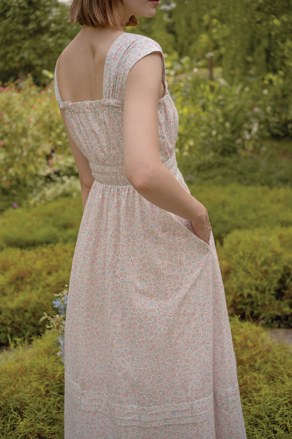 Hana Ruffle Shirred Dress (Hydrangea Blue)