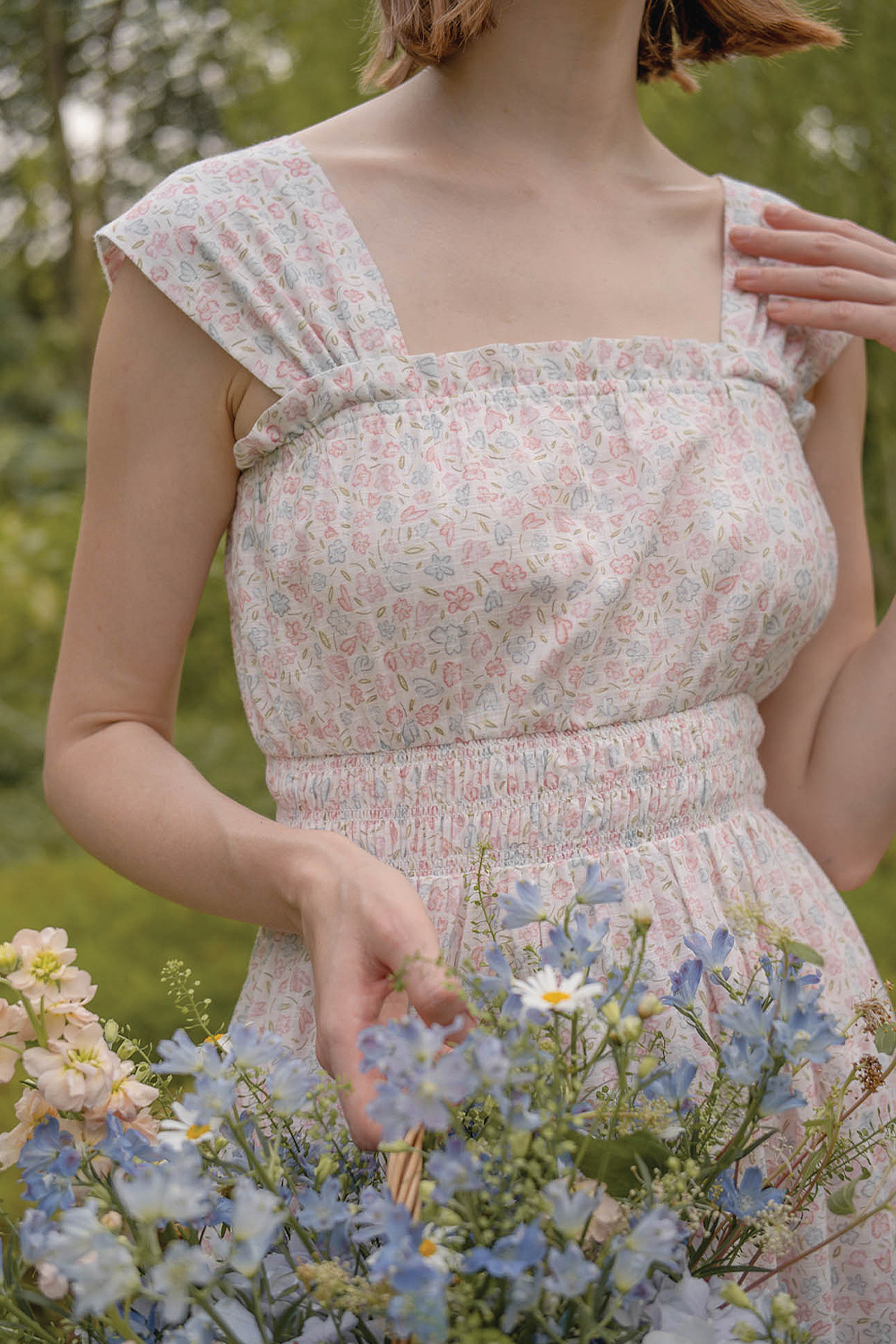 Hana Ruffle Shirred Dress (Hydrangea Blue)