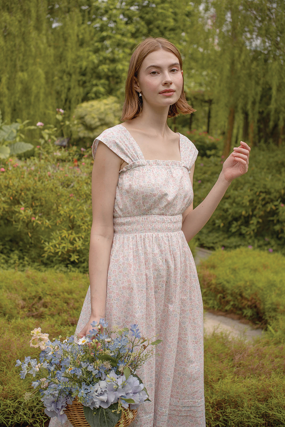 Hana Ruffle Shirred Dress (Hydrangea Blue)