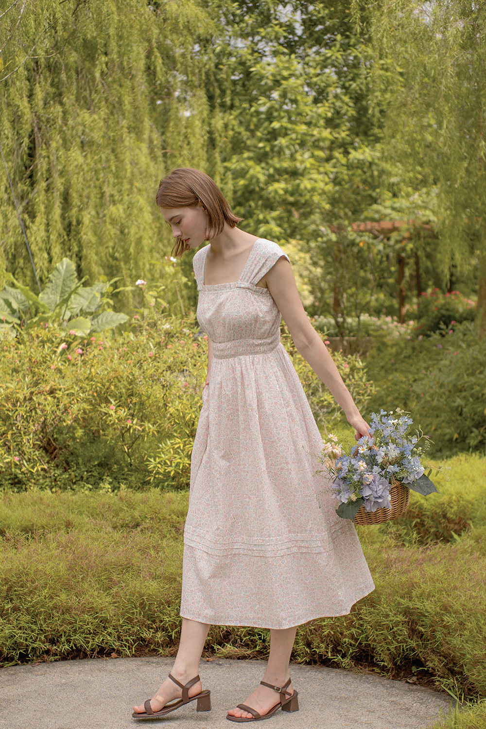 Hana Ruffle Shirred Dress (Hydrangea Blue)