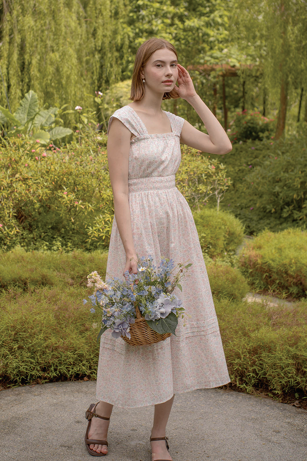 Hana Ruffle Shirred Dress (Hydrangea Blue)