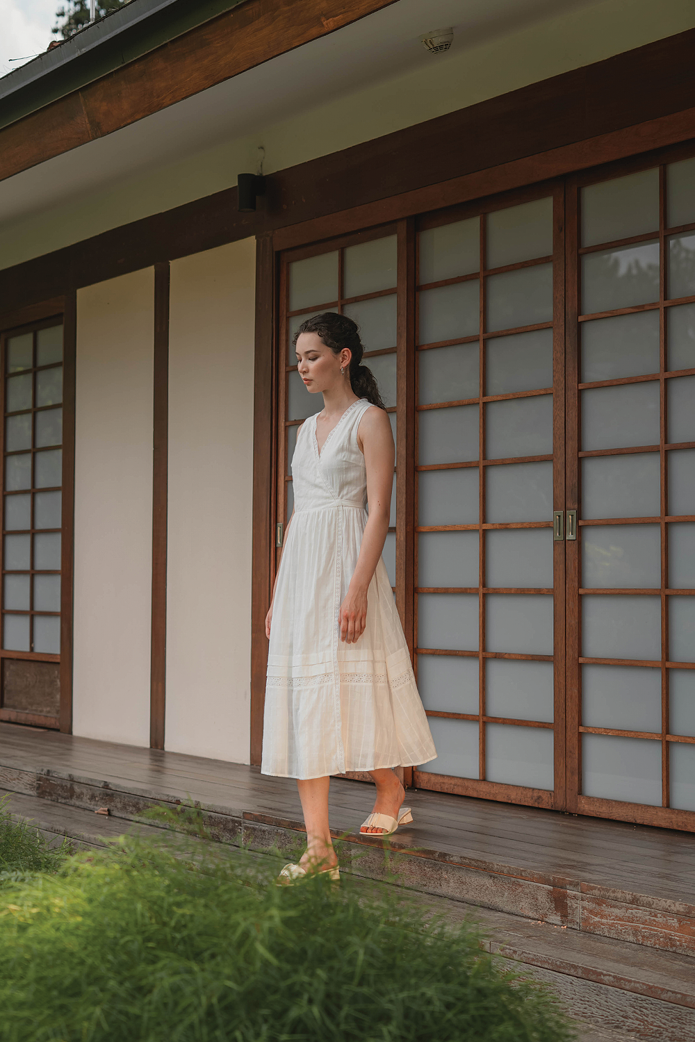 Shoji Wrap Dress (White)