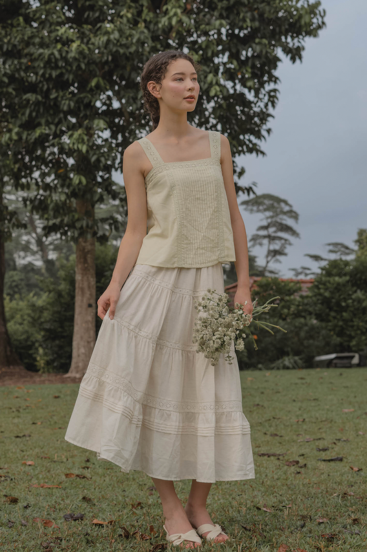 Solace Tiered Maxi Skirt (Natural)