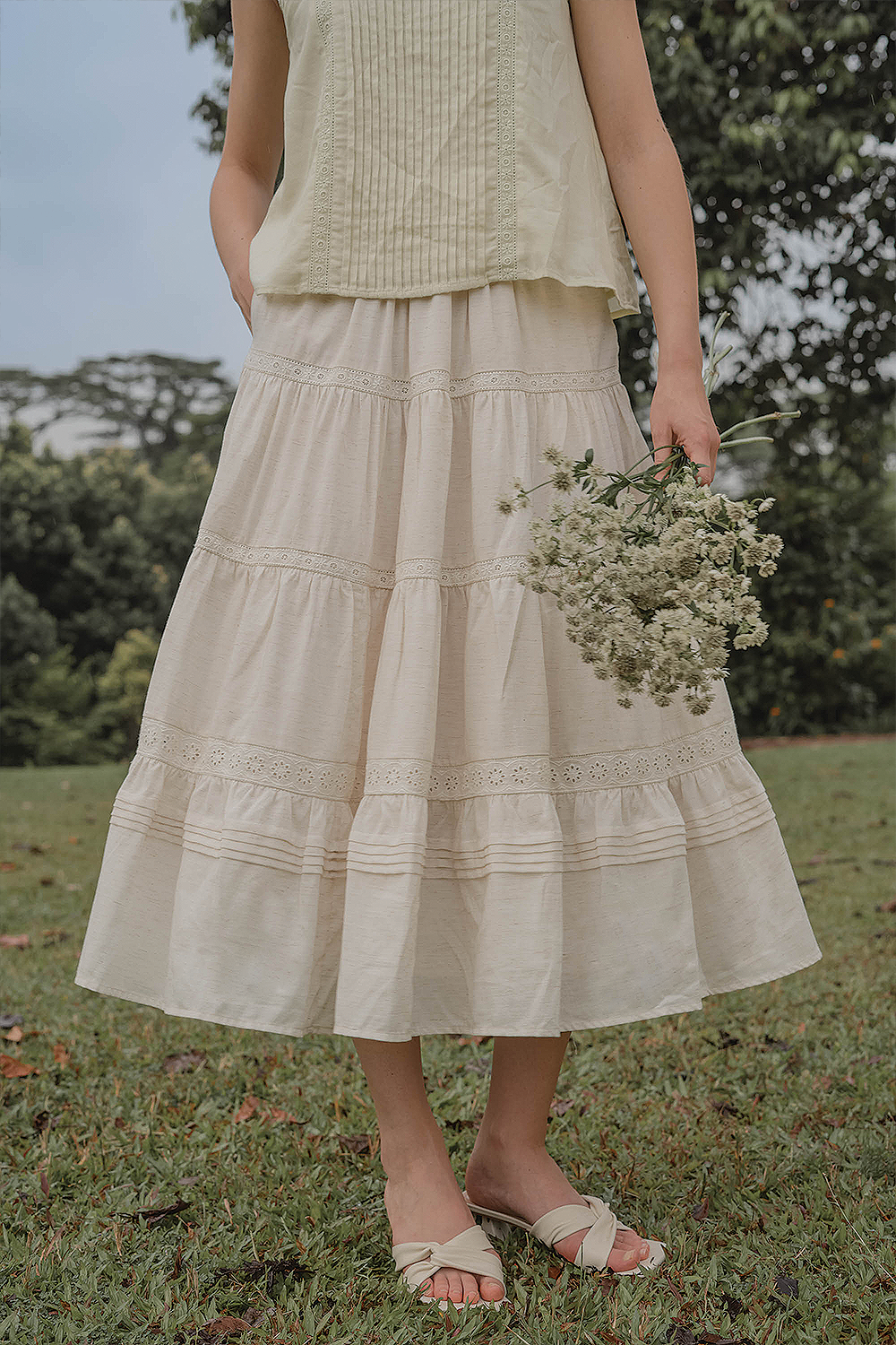 Solace Tiered Maxi Skirt (Natural)