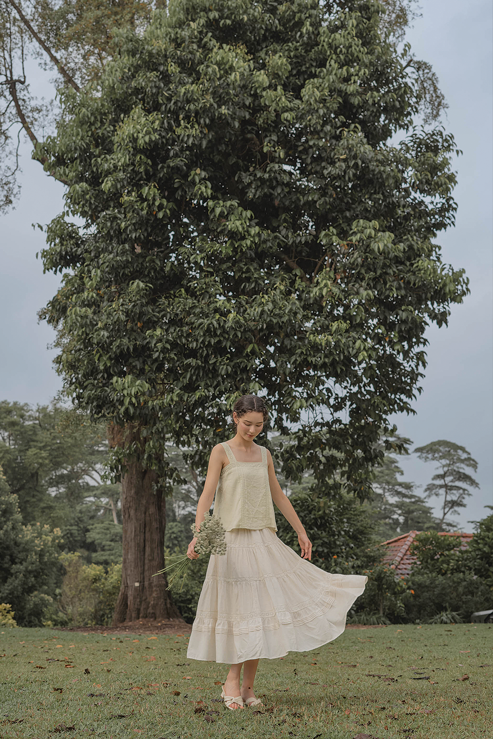 Solace Tiered Maxi Skirt (Natural)