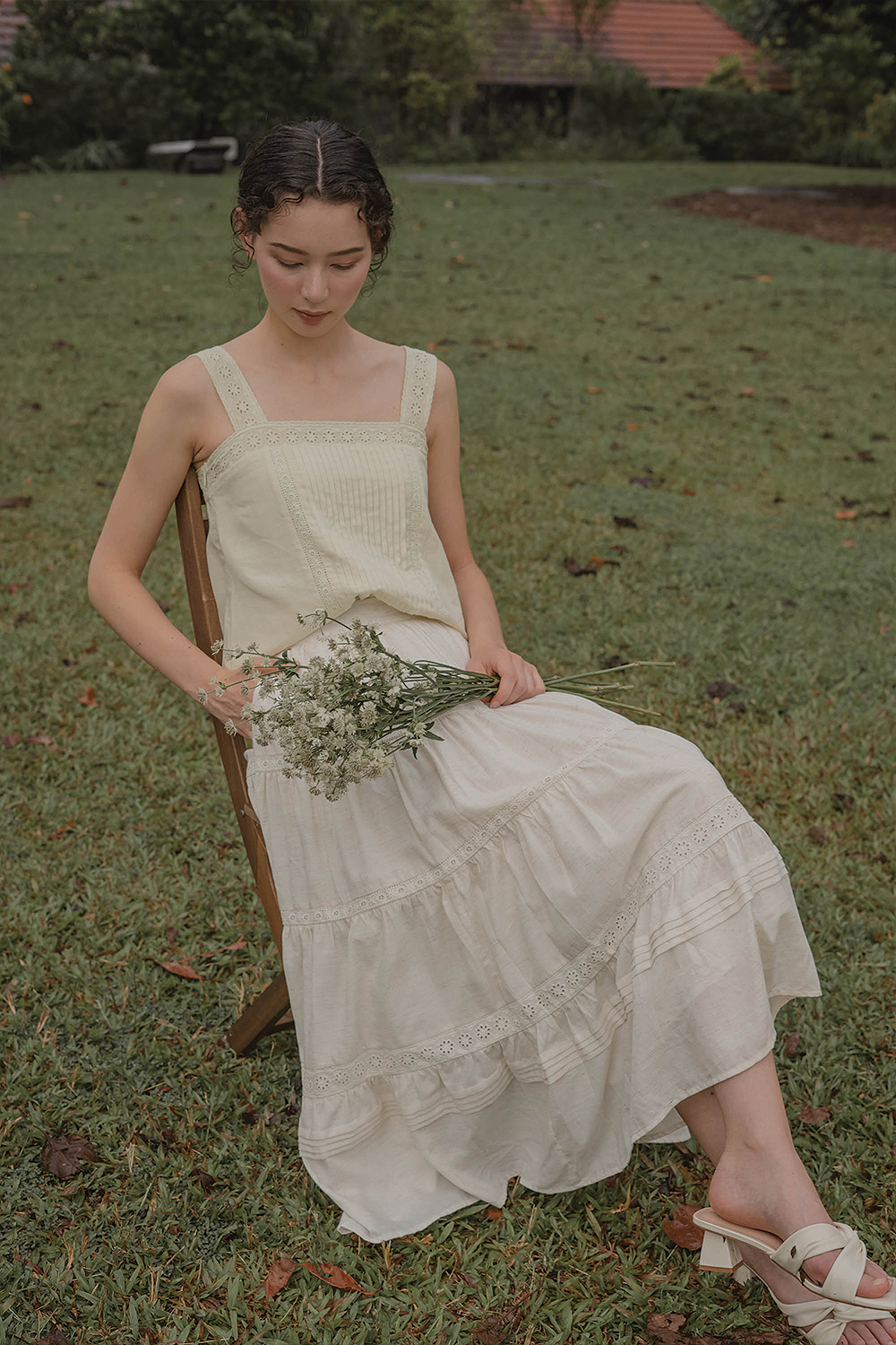 Solace Tiered Maxi Skirt (Natural)