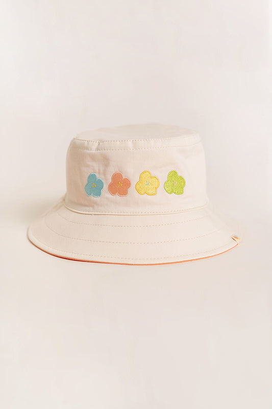 Poppy Embroidery Reversible Bucket Hat