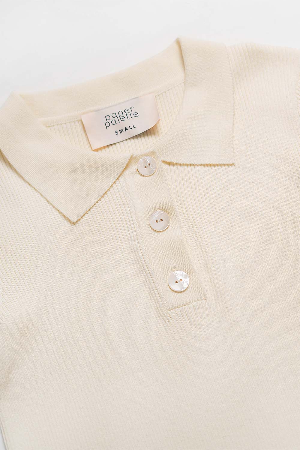 Collar Ribbed Top (Butter)
