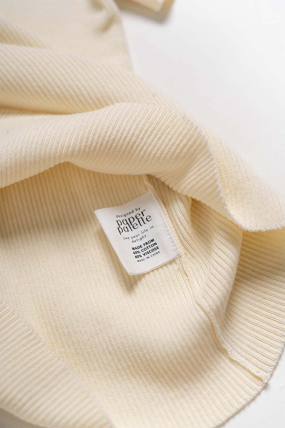 Collar Ribbed Top (Butter)