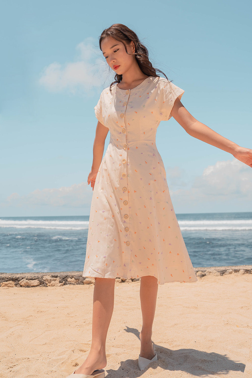 Palette Embroidery Midi Dress