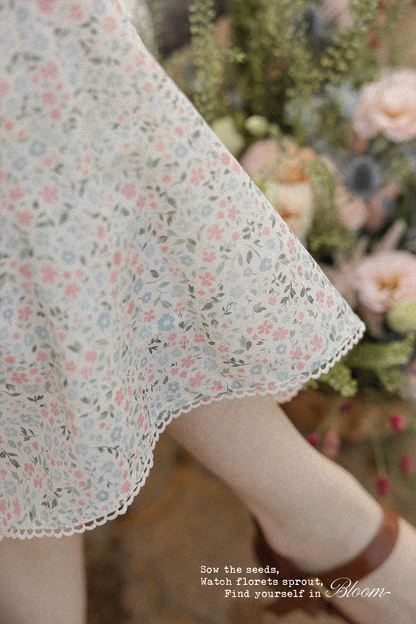 Bloom Flutter Shirred Dress (Ivory)