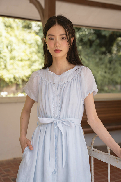 Floret Button Down Dress (Cloud Blue)