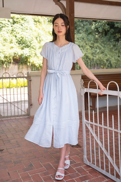 Floret Button Down Dress (Cloud Blue)