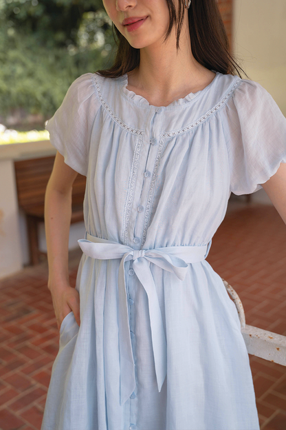 Floret Button Down Dress (Cloud Blue)