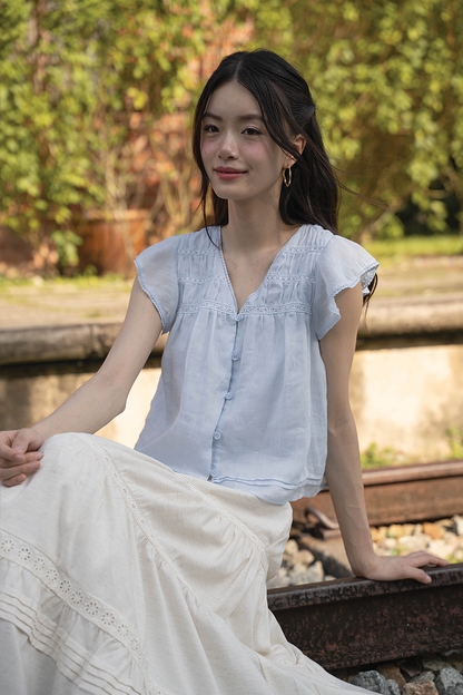 Floret Flutter Blouse (Cloud Blue)