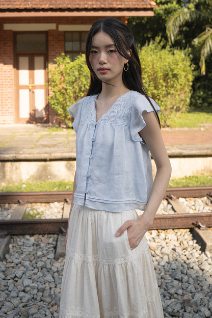 Floret Flutter Blouse (Cloud Blue)