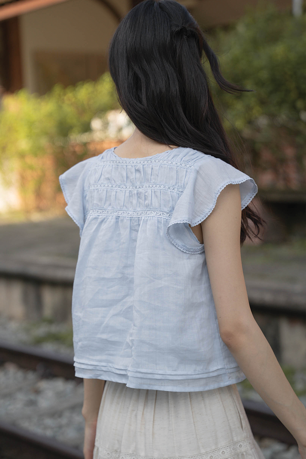 Floret Flutter Blouse (Cloud Blue)