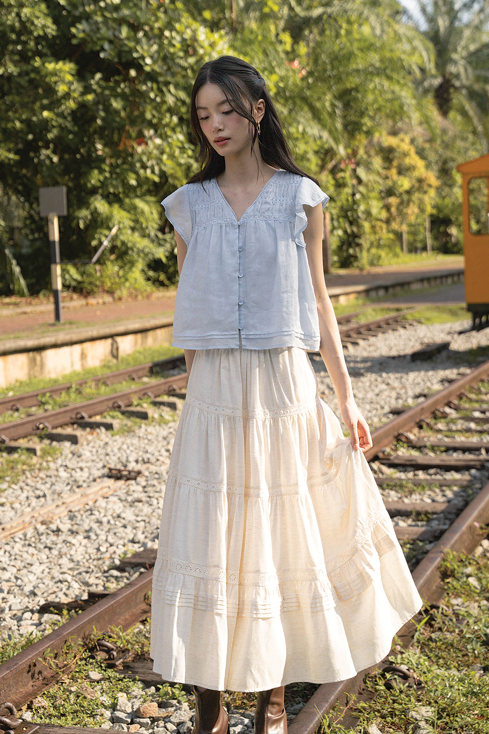 Floret Flutter Blouse (Cloud Blue)