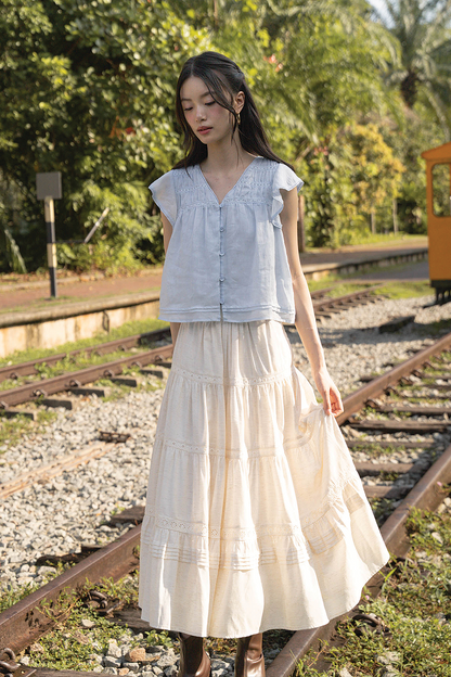 Floret Flutter Blouse (Cloud Blue)