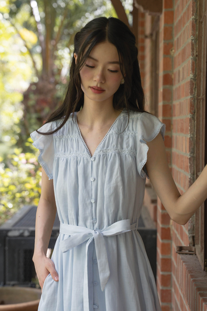 Floret Flutter Dress (Cloud Blue)